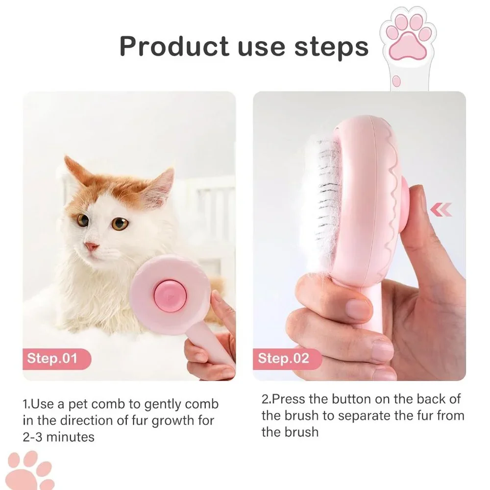 Pet Hair Cleaner Brush,Cat Grooming Brush with Self-Cleaning Button,Pet Shedding